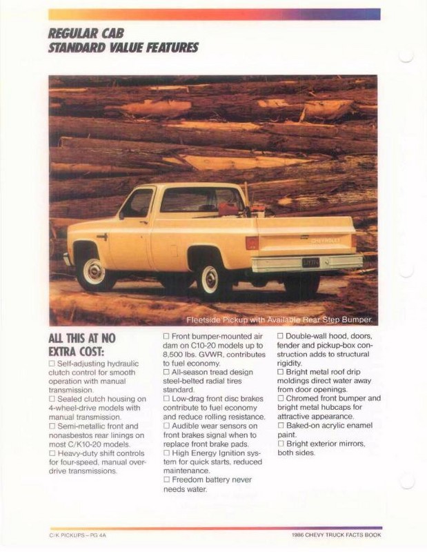 1986 Chevrolet Truck Facts Brochure Page 6